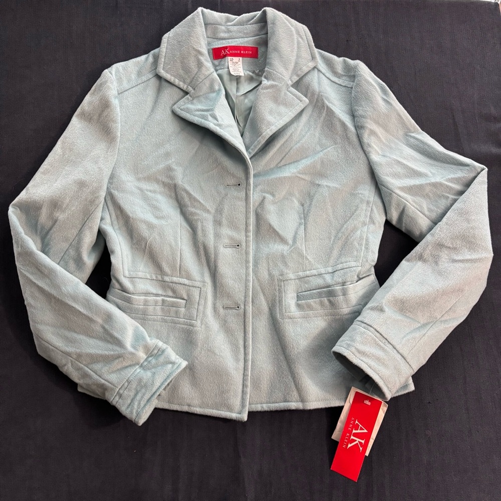 Anne Klein Women's Baby Blue 100% wool blazer Jacket